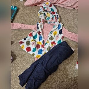 Carter's Colorful Leaf Print Vest Set with Pink and Navy